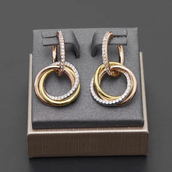 1pair Cartier all Color Gold Include Family Circles Hoop Earrings Mother’s Day - Picture 9 of 16